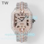 TW Factory Swiss Replica Cartier Santos Half Rose Gold All Diamond Roman Face Watch 